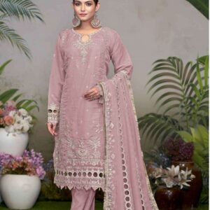 Trendy Gorgeous Embroidery Three Piece With Laser Cutting Work