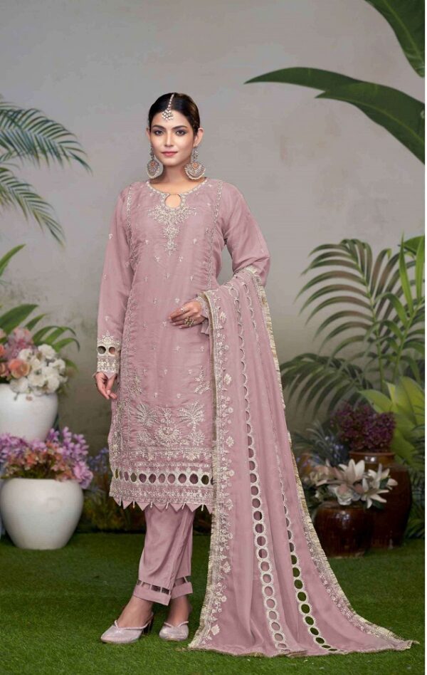 Trendy Gorgeous Embroidery Three Piece With Laser Cutting Work