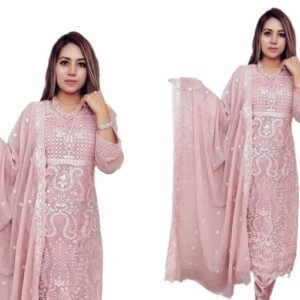 Georgette Embroidery New Stylish Semi Stitched Party Shalwer Kameez 4 pcs for Women